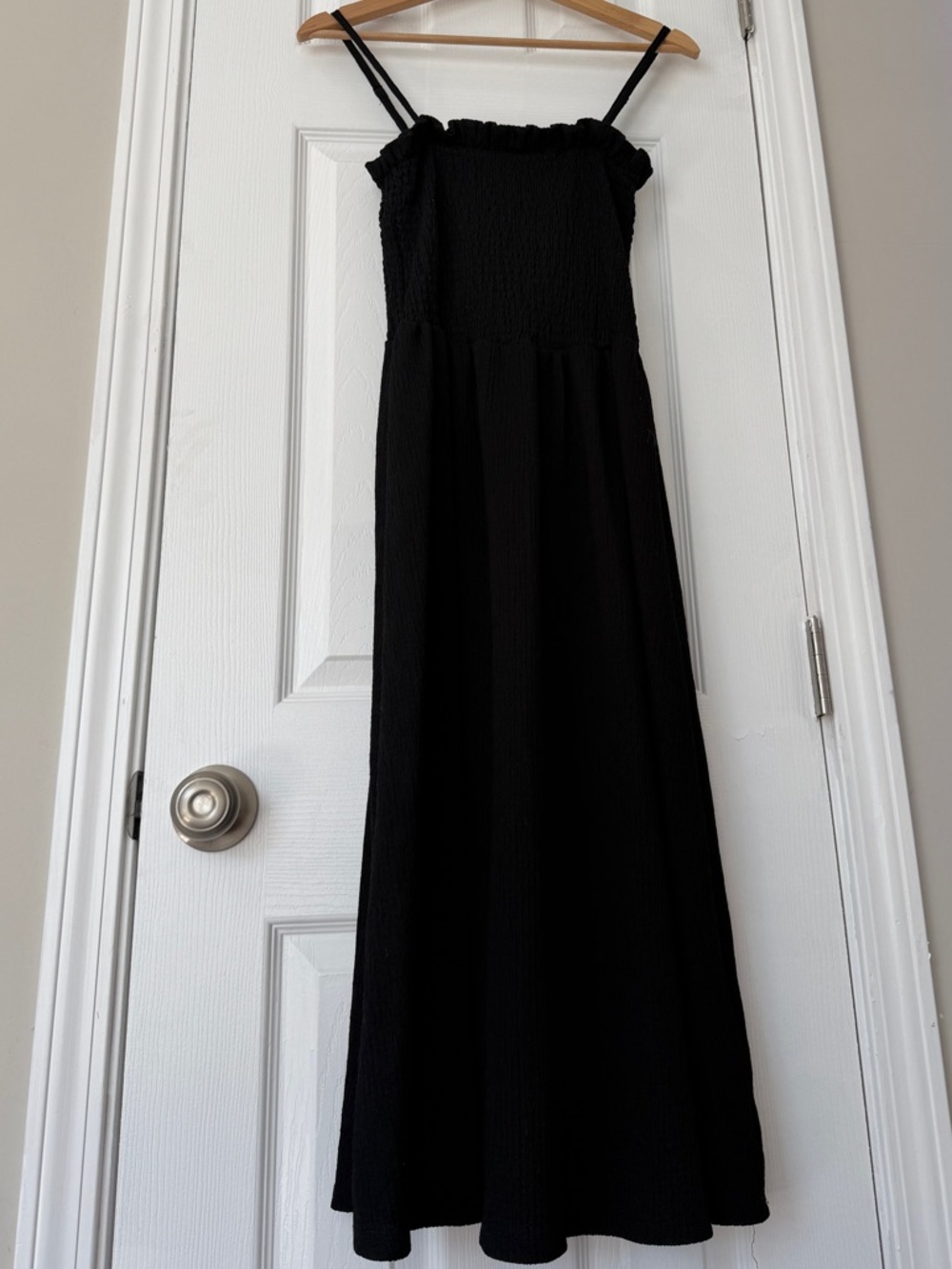 H&M Black Smocked Maxi Dress with Thin Straps